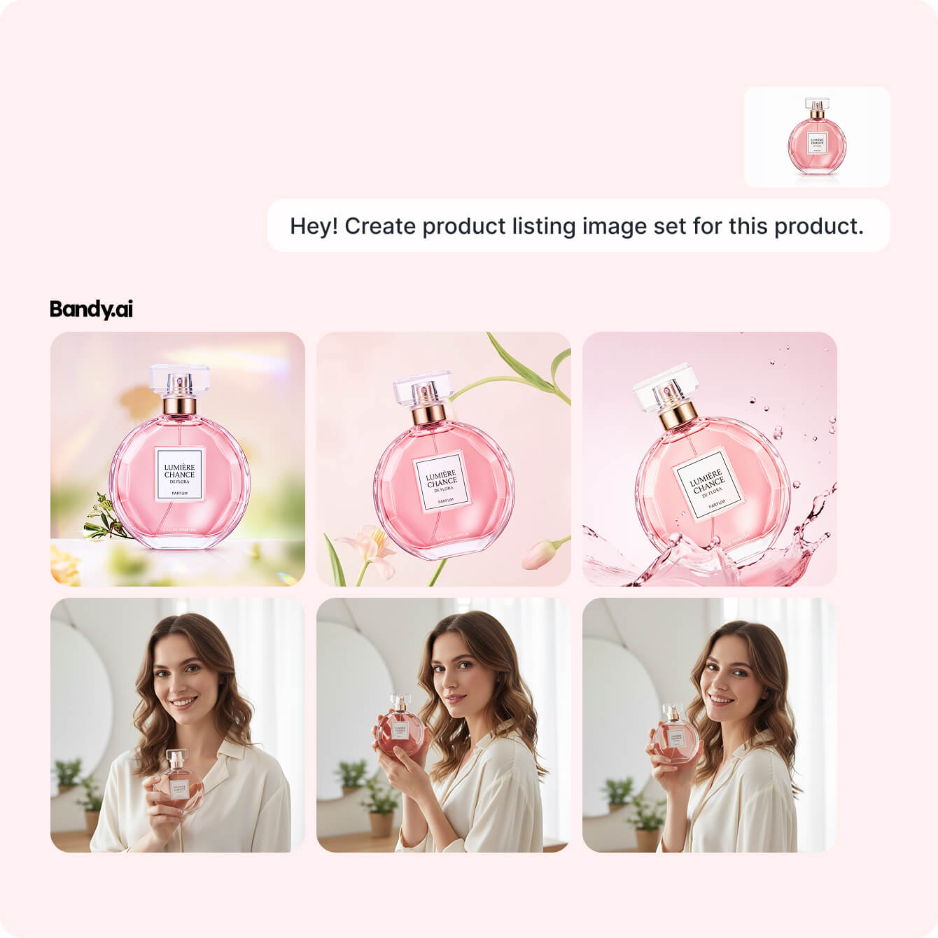 Complete perfume listing image set generated in SellPix